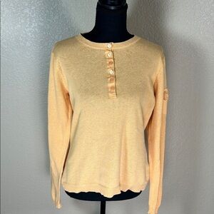 Talbots Peach Long-Sleeve Henley Top